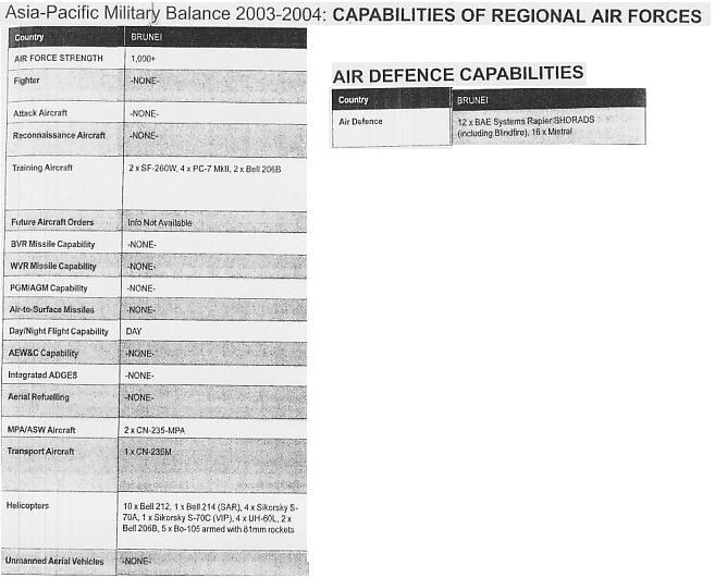 2003-2004亚太军事平衡：文莱空军军力及防卫装备