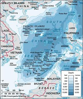 1996年南海等深线地图, Nanhai South China Sea Isobath Map