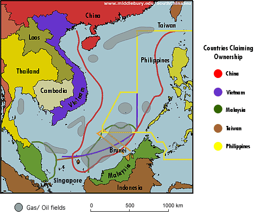各方主权要求范围轮廓线，Territorial Claims of Spratly Islands - Outline