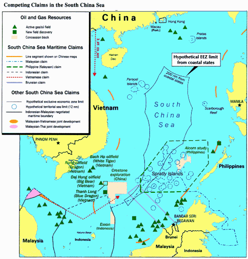 南海各方主权声索图，Territorial Claims of South China Sea