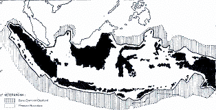 印度尼西亚单方面发布的领海，领海基线，和专属经济区地图 Indonesia Claimed Territorial Sea Baseline, Indonesia Claimed Exclusive Economic Zone Boundary
