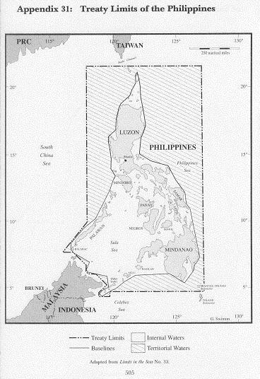 条约界定的菲律宾的领土界限地图 Philippine Treaty Limits