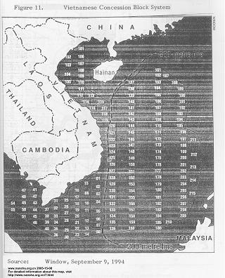 Խϵйϵϵͳ Unilateral claimed oil and gas concession block system on the South China Sea by Vietnamese